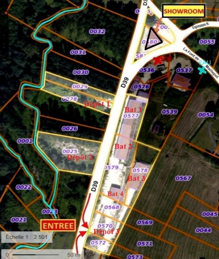 Plan d'accès de l'usine et showroom