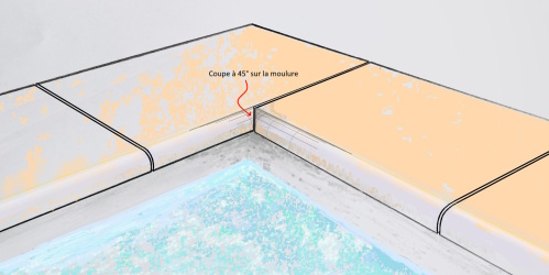 Angle avec arrêt de moulure et pour éviter une coupe d'onglet sur l'angle complet