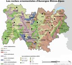 Carte des roches ornementales d'Auvergne-Rhône-Alpes