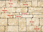 Parement pierre naturelle Romain ht 4,3 + 6,3 + 10,6 + 15cm face arrière sciée, ép. 2 à 3cm