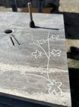 Gravure décorative à la main sur Travertin pierre naturelle Gris Silver 
