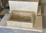 Vasque grand Lunel en Travertin pierre naturelle + trou robinetterie