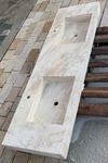 DOUBLE VASQUE EVIER EN PIERRE NATURELLE TRAVERTIN