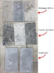 Comparaison entre pierres naturelles grises