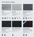 Comparaison d'échantillons en pierres naturelles. Bleu de Belgique